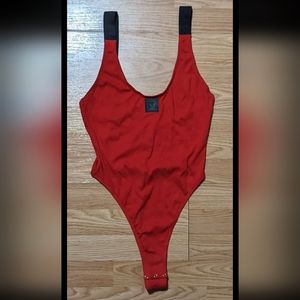 Playboy Rib Essentials Bodysuit L Cherry Red Rare Color Y2K Valentine's Day